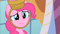 Pinkie Pie sad when Rarity can't go to the second party S1E25