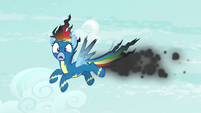 Rainbow Dash covered in soot S6E7