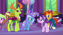 "How do you want to celebrate? Girls' trip to Las Pegasus?"