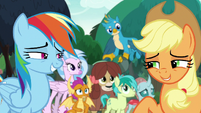 Applejack and Rainbow smiling at each other S8E9