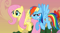 Happy Fluttershy and mad Rainbow Dash S2E15