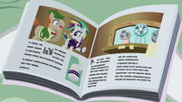 Magazine photo of Rarity helping Mr. Breezy S7E19