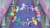 Mane Six and students in a friendship circle S8E2