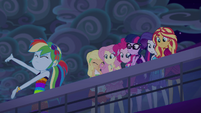 Rainbow's friends look over the ship's edge EGSB