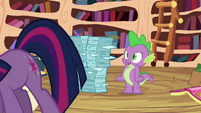 Spike tries to calm Twilight down S3E01