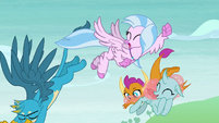 Gallus and Smolder dive toward the ground S8E1