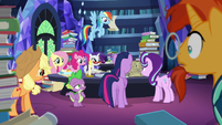 Mane Six and Sunburst listen to Starlight read S7E25