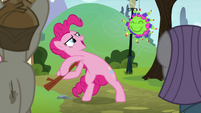Pinkie Pie about to whack the pinata S8E3