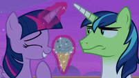 Shining Armor looking annoyed at Twilight Sparkle S7E22