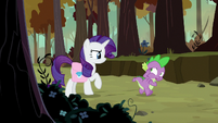 Spike hiding his face from Rarity S8E11