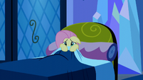 Fluttershy cowering in the bedsheets S5E13