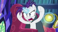 Rarity angrily draws attention to her ruined mane S7E19