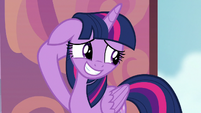 Twilight looks embarrassed at her friends S8E2