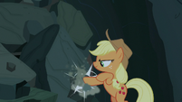 Applejack digging at the collapsed entrance S7E16
