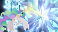 Princess Celestia using magic on tree S4E2