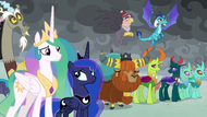 Princesses and creatures listen to Twilight S9E25