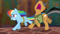 Rainbow and Quibble run from the Cipactli S6E13