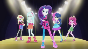 Rarity and friends pose on runway EG2