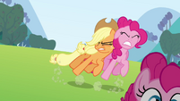 Applejack pushes the Pinkie clone S3E03