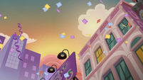 Manehattan at sunset with raining confetti S6E3