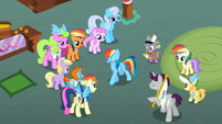 The ponies are admiring Rainbow Dash S2E08