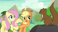 Applejack tells squirrel to lead the way S8E23