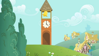 The clock, near Fluttershy's cottage.