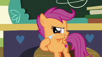 Scootaloo draws scar on her cheek in chalk S9E12