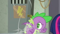 Spike pulls himself out of spider web S9E5