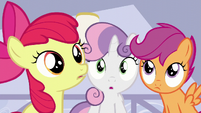 The Cutie Mark Crusaders hear Mrs. Cake S6E4