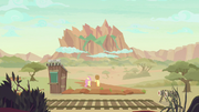 AJ and Fluttershy walk to the Peaks of Peril S8E23.png