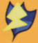Two-toned blue shield behind a yellow lightning bolt