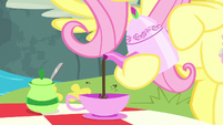 Fluttershy pouring a cup of tea S8E18