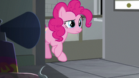 Pinkie Pie entering Cheese's office S9E14