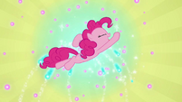 Pinkie Pie extends her body in midair S2E18