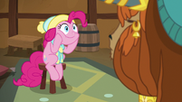 Pinkie listening intently to Prince Rutherford MLPBGE