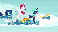 Princesses hang-glide with Wonderbolts S9E13