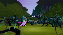 Twilight galloping into Everfree Forest S4E02