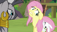 Angel hanging from Fluttershy's hair S9E18