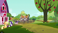 Applejack and Rarity leaving Sweet Apple Acres S6E10