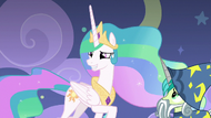 Celestia grinning with embarrassment S8E7