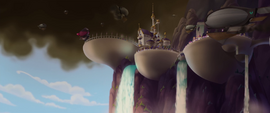 Distance view of Canterlot under siege MLPTM