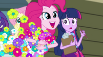 Pinkie running with armful of flowers EG2