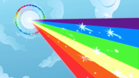 Rainbow Dash doing a sonic rainboom 3 S1E16