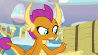 Smolder looking at the bale of hay S9E15