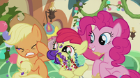 Apple Bloom, you really shouldn't talk with your mouth full.