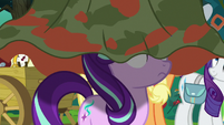 Camo parka draping over Starlight Glimmer S8E13