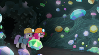 Pinkie and Maud enter the gem cave S7E4