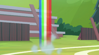 Rainbow zooming up into the air S9E15