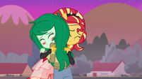 Sunset Shimmer and Wallflower Blush hugging EGFF